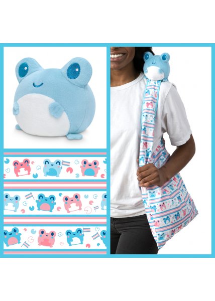 Transgender Pride Frog Plushie Tote Bag - TeeTurtle